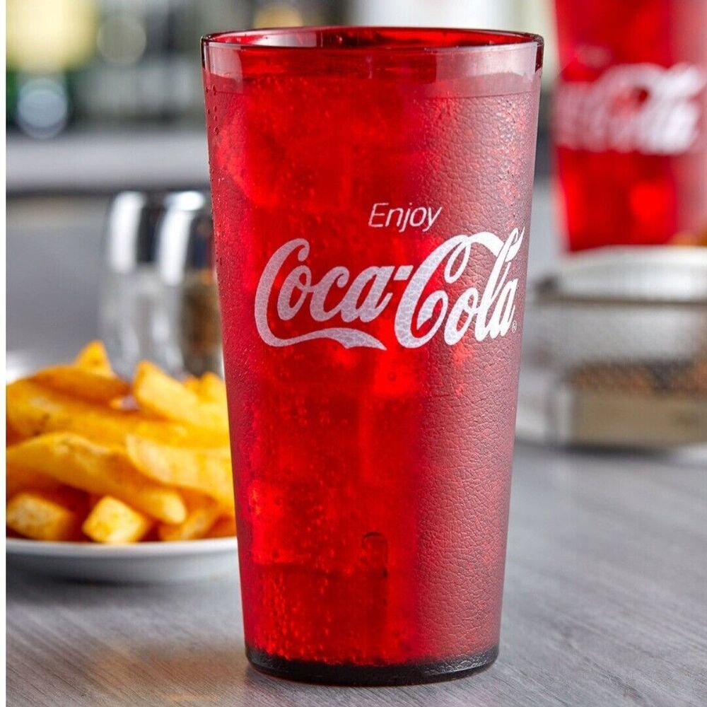 Coca-Cola Cups Red Plastic Tumbler  Restaurant Grade, G.E.T. 24 oz, Case of 24